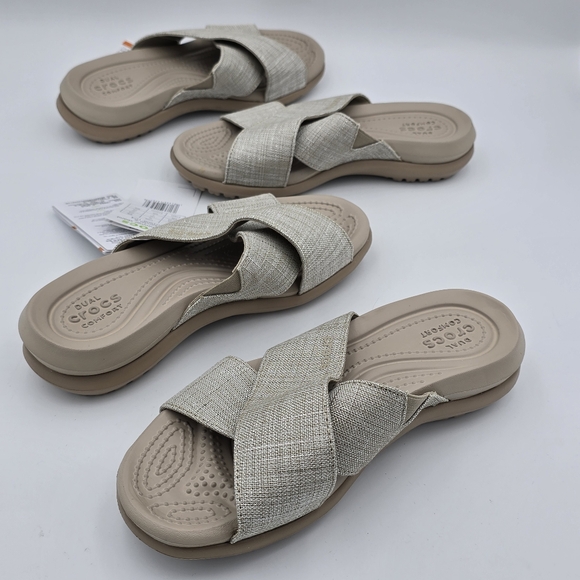 NWT Crocs Capri Shimmer XBand Slide Sandals,  Women's Size 4 - Picture 9 of 16